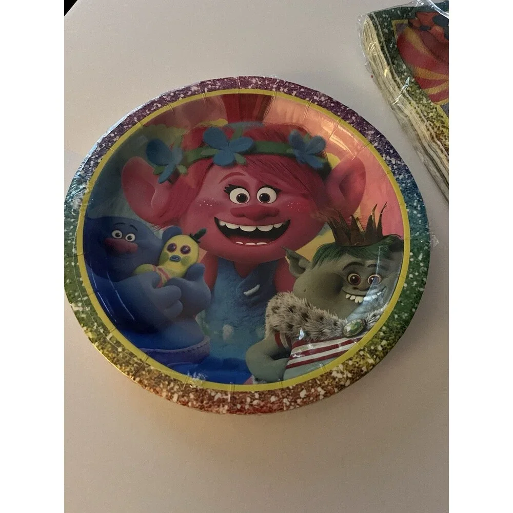 Treasure Trolls 20 Cake Plates And Napkins Happy Birthday Party